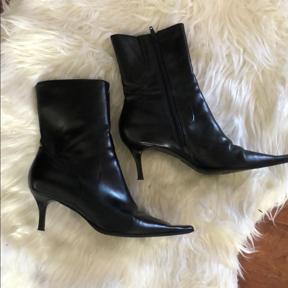 Diba Pointed Toe Faux Leather Heeled Booties 7.5